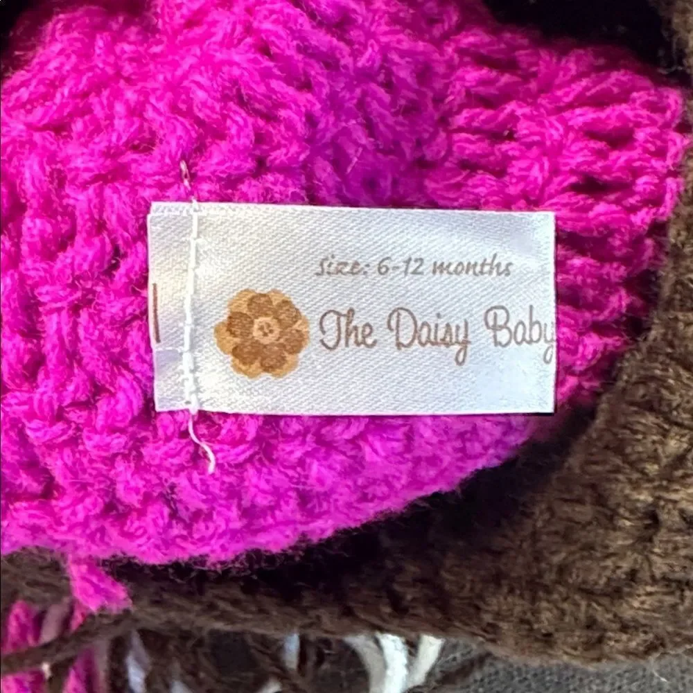 Daisy Baby Girls Infant Toddler Owl Beanie Hat Hot Pink 6-12 months NWT